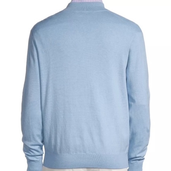 Peter Millar Mens Cottage Blue Crest Quarter-Zip Sweater, NEW WITH TAGS - Picture 8 of 8
